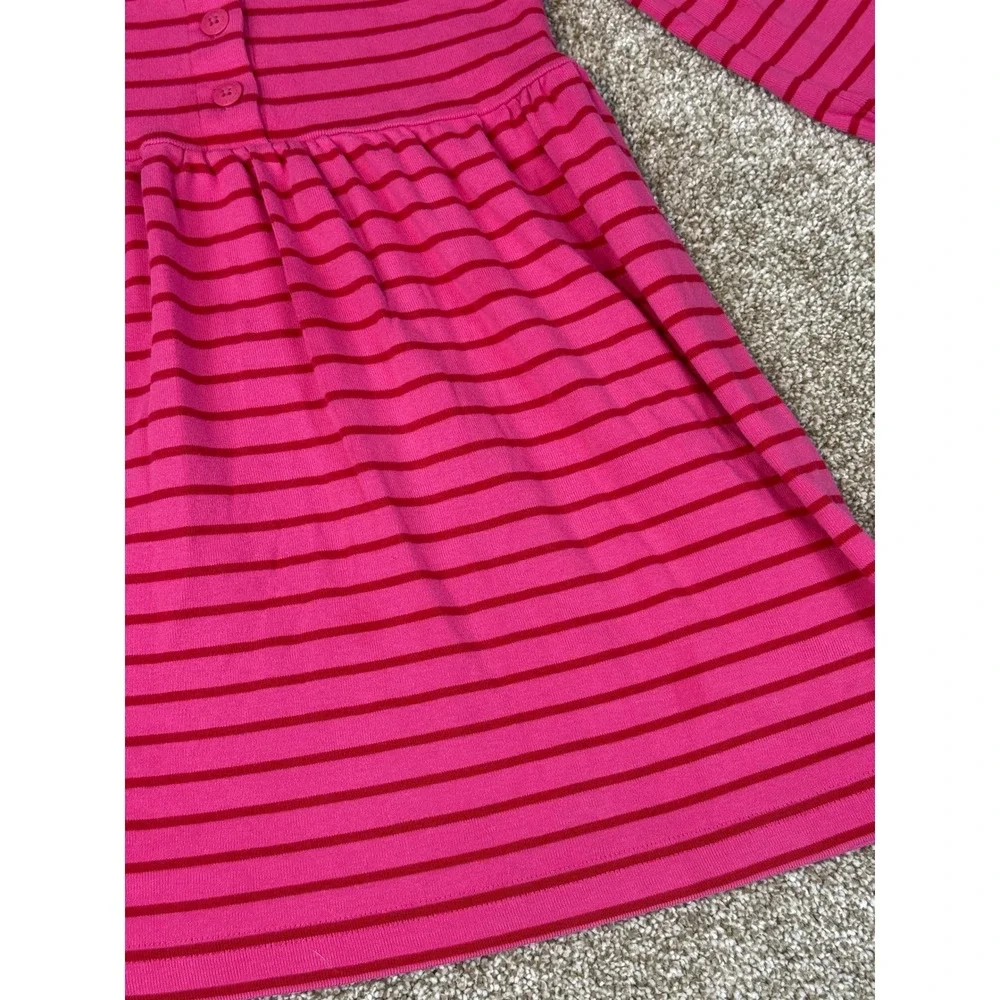 LOT Hanna Andersson Girls Dress Pink Red Striped Leggings 110 5T Scandi Play